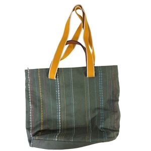 Target Zip Tote Hippy Boho Canvas Bag Green Embroidered Beach Diaper School